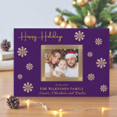 modern simple purple Holiday Photo Card シーズンカード