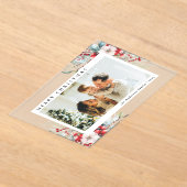 Modern Simple Red Berries | Photo Christmas Card アクリル招待状 (レイダウン)