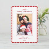 Modern simple Red bow Christmas photo シーズンカード (スタンド正面)