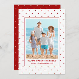 Modern Simple Red Hearts Photo Valentines Day シーズンカード