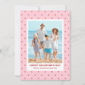 Modern Simple Red Pink Hearts Photo Valentines Day シーズンカード (正面)