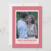 Modern Simple Red Stripes Two Photo Valentines Day シーズンカード (正面)