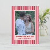 Modern Simple Red Stripes Two Photo Valentines Day シーズンカード (スタンド正面)