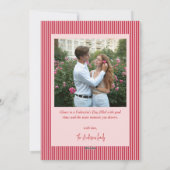 Modern Simple Red Stripes Two Photo Valentines Day シーズンカード (裏面)