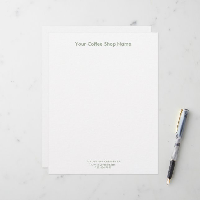 Modern Simple Sage Green Personalized Business レターヘッド (正面/裏面インサイチュ)