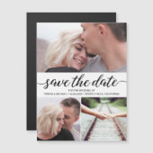 Modern Simple Save the date Engagement Photos マグネット招待状 (正面/裏面)