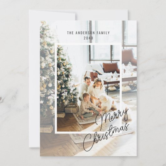 Modern Simple Script Overlay 4 Photo Christmas  シーズンカード (正面)