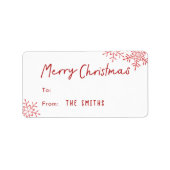 Modern Simple Script Snowflakes Christmas gift  ラベル (正面)