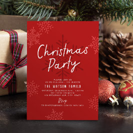 Modern Simple Script Snowflakes Christmas Party シーズンカード