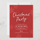 Modern Simple Script Snowflakes Christmas Party シーズンカード (正面)