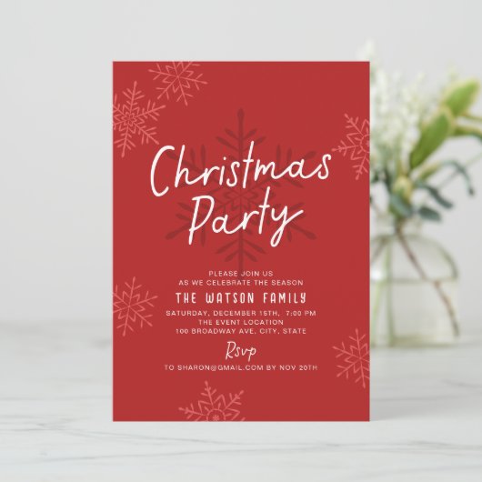 Modern Simple Script Snowflakes Christmas Party シーズンカード (スタンド正面)