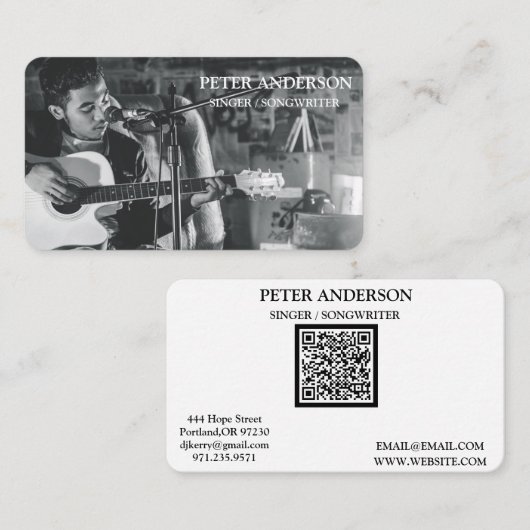 Modern Simple Singer Musician Photography 名刺 (正面/裏面)