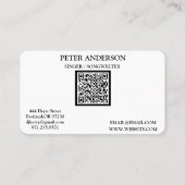 Modern Simple Singer Musician Photography 名刺 (裏面)