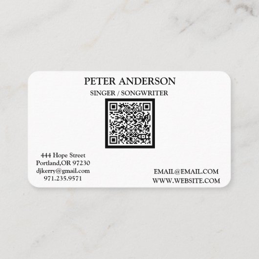 Modern Simple Singer Musician Photography 名刺 (裏面)