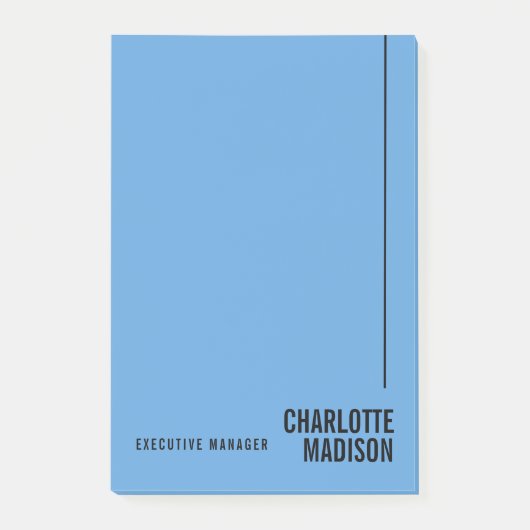 Modern Simple Sky Blue Minimalist Own Name ポストイット (正面)