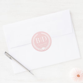 Modern Simple Soft Antique Rose Monogram ラウンドシール