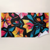 modern Simple Star geometric colorful pattern ビーチタオル (正面)