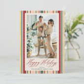 Modern Simple Stripes Happy Holidays Photo シーズンカード (スタンド正面)