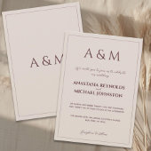 Modern simple tan minimalist wedding 招待状