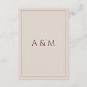 Modern simple tan minimalist wedding details エンクロージャーカード (裏面)