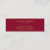 Modern Simple Template Burgundy Red Gold Text スキニー名刺 (裏面)