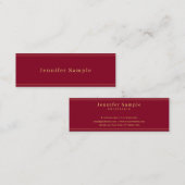 Modern Simple Template Burgundy Red Gold Text スキニー名刺 (正面/裏面)