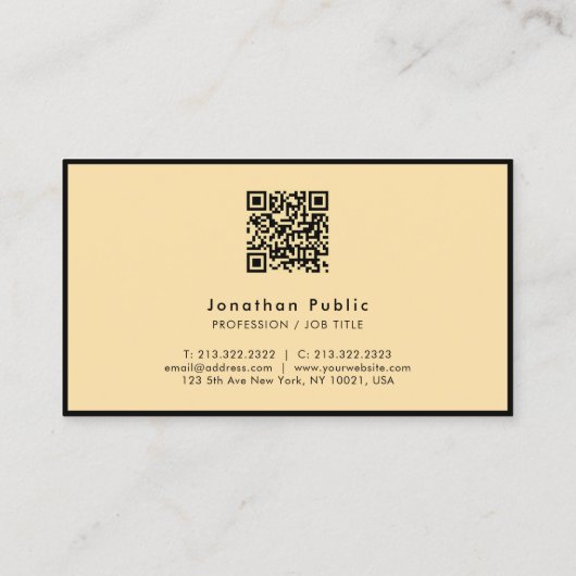 Modern Simple Template QR Code Black & Gold 名刺 (裏面)