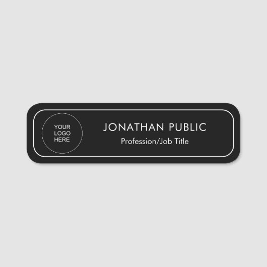 Modern Simple Template Upload Your Logo or Photo 名札 (正面)