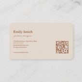 Modern Simple Terracotta Flower Line Art QRCode  名刺 (裏面)