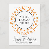 Modern Simple Thanksgiving Wreath Business Logo シーズンポストカード (正面)
