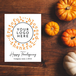 Modern Simple Thanksgiving Wreath Business Logo シーズンポストカード