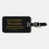 Modern Simple Traveler Personalized Black ラゲッジタグ (正面横)