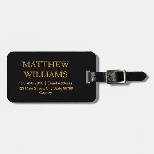 Modern Simple Traveler Personalized Black ラゲッジタグ (正面横)