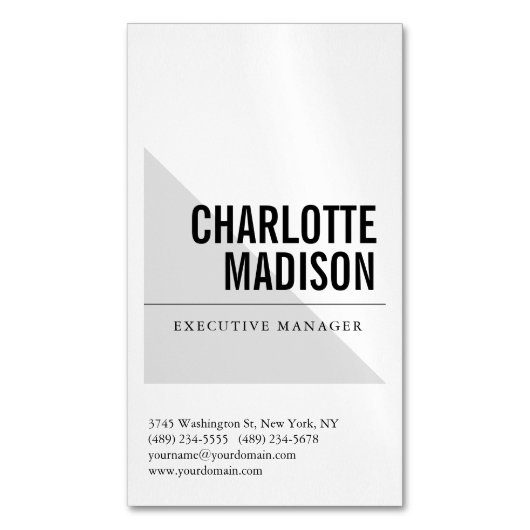 Modern Simple Trendy Minimalist Plain マグネット名刺 (正面縦)