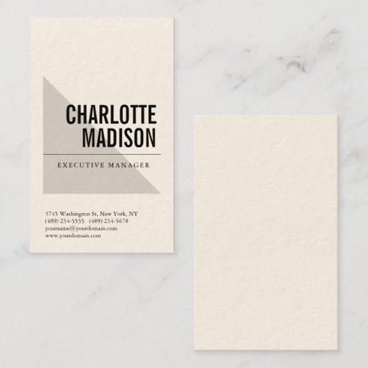 Modern Simple Trendy Minimalist Plain Cream 名刺 (正面/裏面)