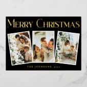 Modern Simple Typography Black Merry Christmas 箔シーズンカード (正面)