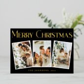 Modern Simple Typography Black Merry Christmas 箔シーズンカード (立ち正面)