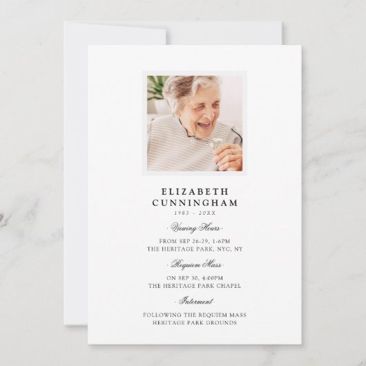 Modern Simple Viewing, Requiem, Interment Funeral 招待状 (正面)