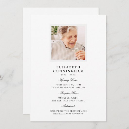 Modern Simple Viewing, Requiem, Interment Funeral 招待状 (正面/裏面)