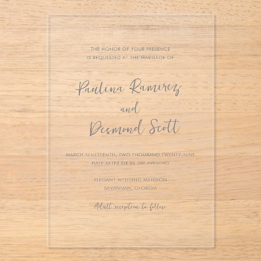 Modern Simple Wedding アクリル招待状 (正面)