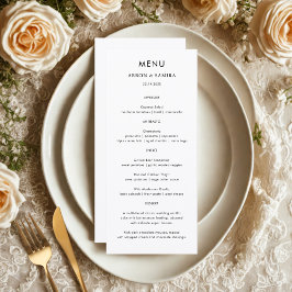 Modern Simple Wedding Menu Card メニュー