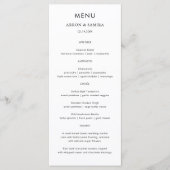 Modern Simple Wedding Menu Card メニュー (正面)