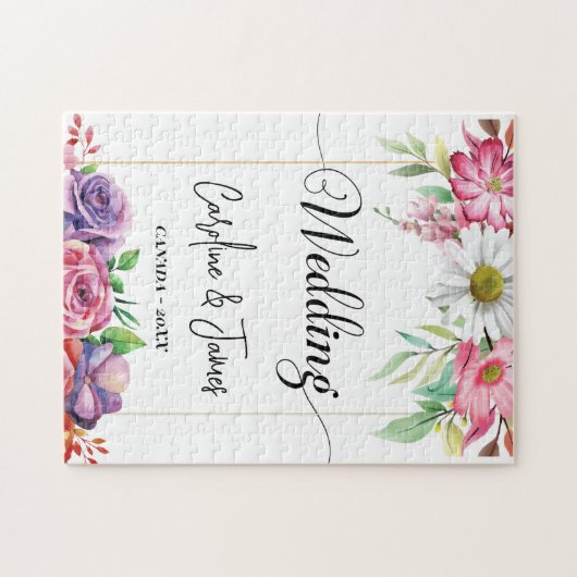 Modern Simple wedding Photo ジグソーパズル (横)