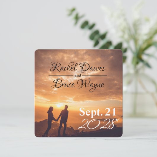 modern simple Wedding Save Date romantic Sunset (スタンド正面)