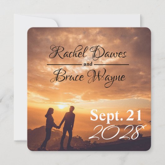modern simple Wedding Save Date romantic Sunset (正面)