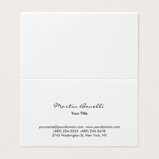 Modern Simple White Professional Business Card 名刺 (外部フラット)