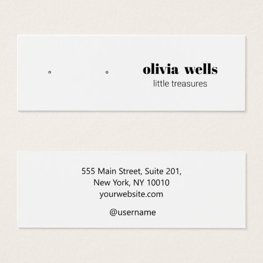 Modern Simple White Stud Earring  Display Card (正面&裏面)