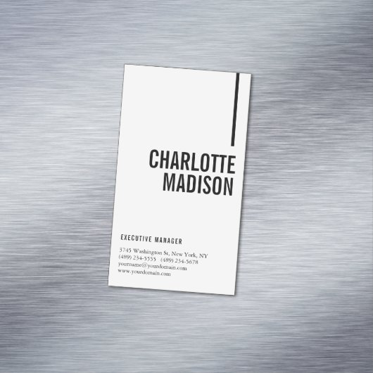 Modern Simple White Trendy Minimalist Plain  マグネット名刺 (インサイチュ)