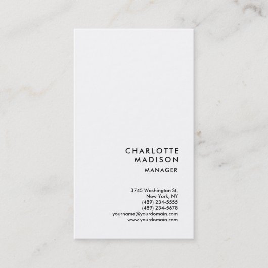 Modern Simple White Trendy Minimalist Plain 名刺 (正面)