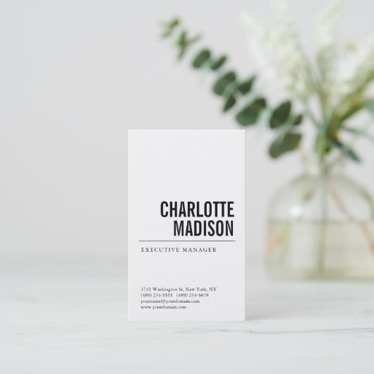 Modern Simple White Trendy Minimalist Plain  名刺 (スタンド正面)